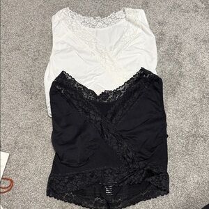 Lace Trim Black and White Tank Tops
